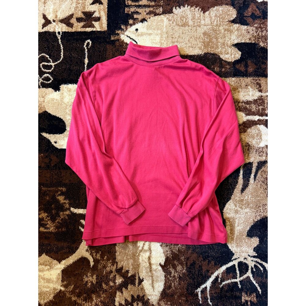 Vintage L.L.Bean Red Thermal Mock Neck Long Sleeve Shirt Medium Outdoorsy